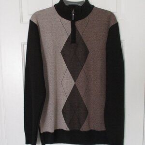 Nevada Classics Mens L/S Brown Argyle 1/4 Zip Sweater NWT - Size Small